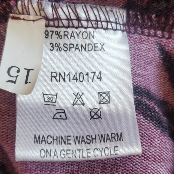 Plum Lace-Print Empire-Waist Tunic sz XL - Picture 7 of 8